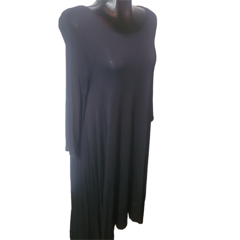 Philosophy Black 3/4 Sleeve High Low Designed Maxi Dress Size L - Picture 2 of 7